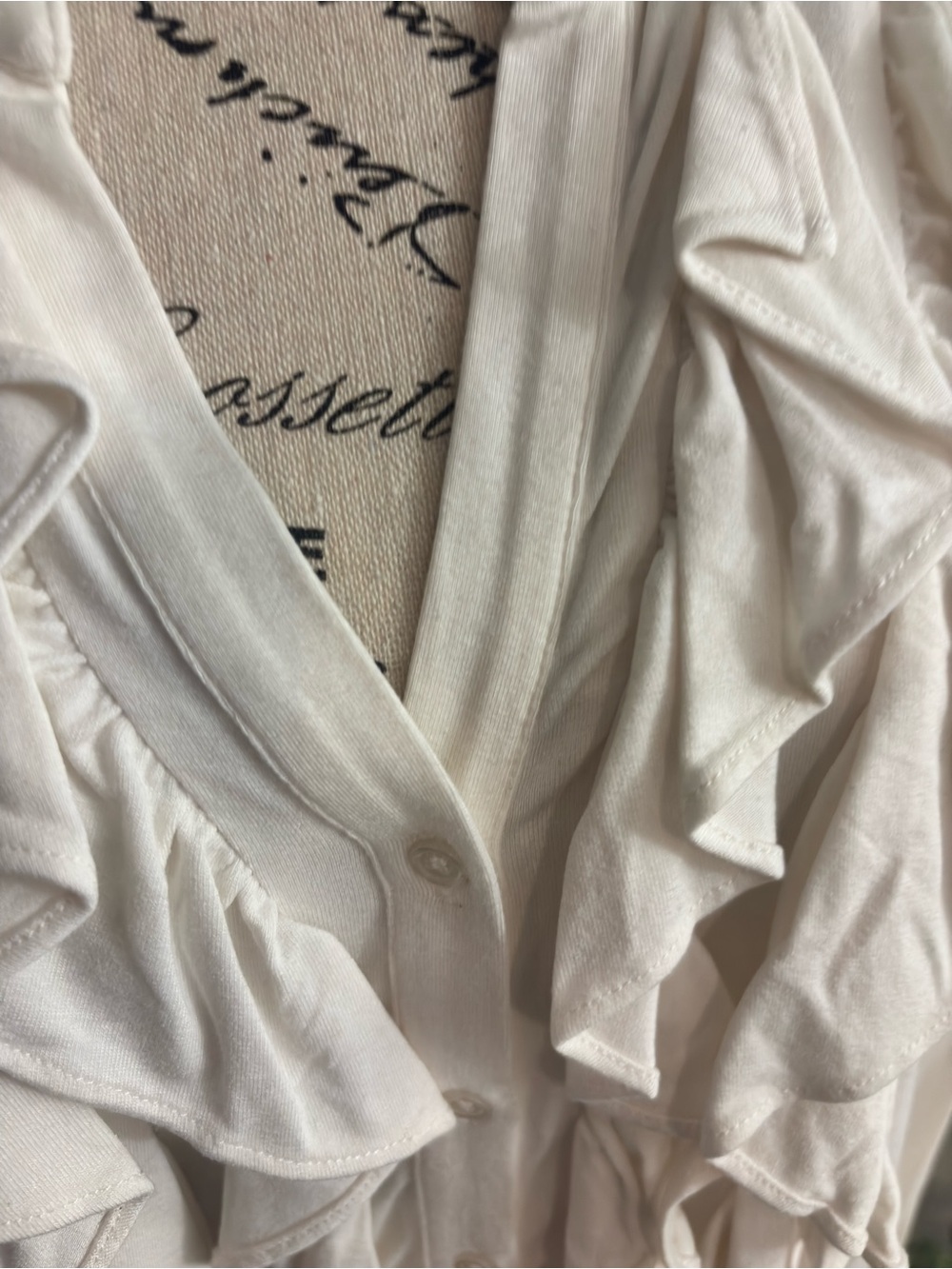 Boston Proper Ivory Ruffled Button-Front Blouse - Picture 2 of 5